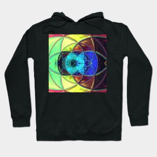 Mosaic Kaleidoscope Flower Blue Green and Yellow Hoodie